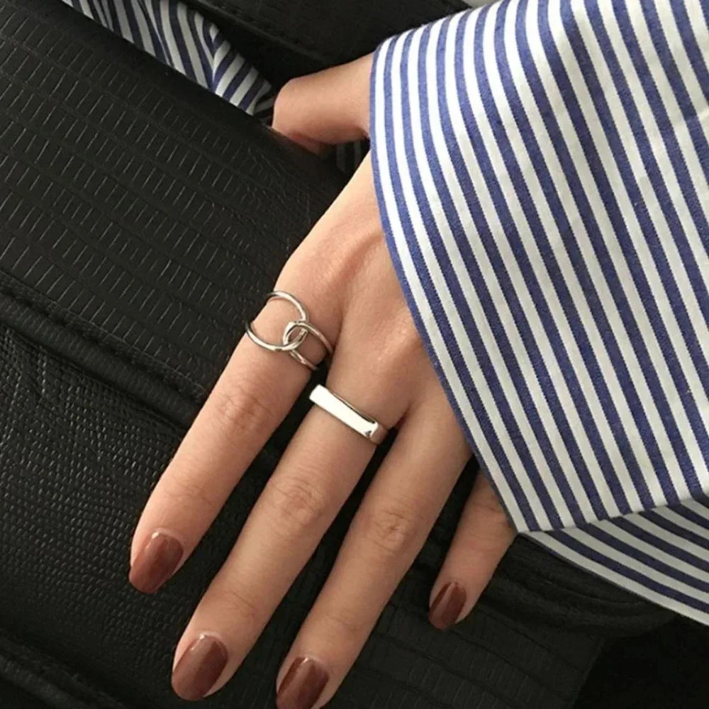 925 Sterling Silver Bar Ring Twist Wrap Ring Dainty Minimalist Stackable Ring - Picture 3 of 7